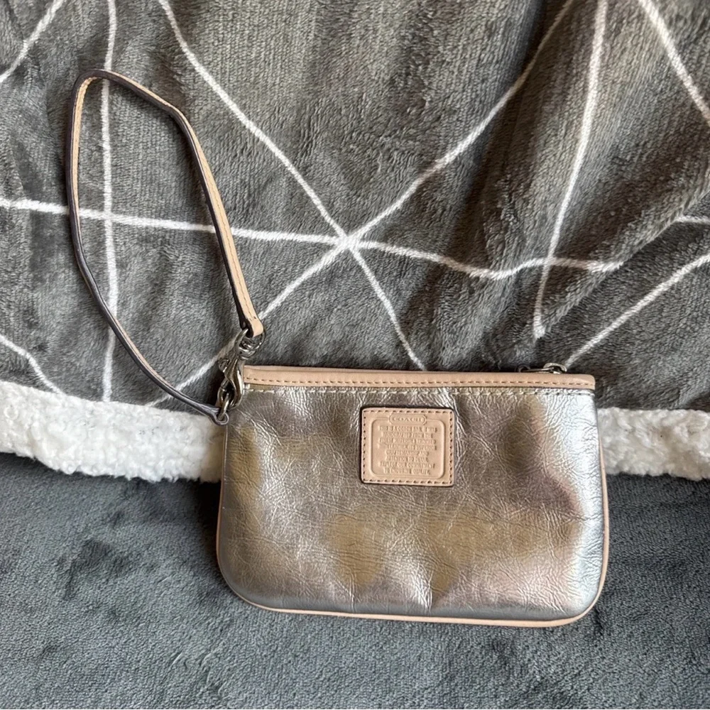 Coach Metallic Silver and Tan Tote Set - Picture 11 of 13